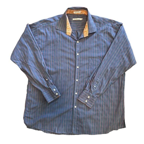 Burma Bibas Blue and Orange Striped Button Down Shirt. Size XL. Great Condition - Picture 1 of 9